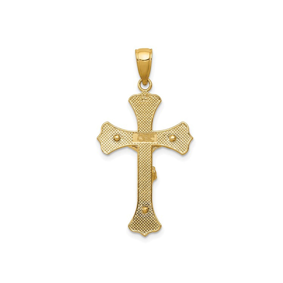 10K Yellow Gold Cross Crucifix Pendant Necklace with Chain Image 3