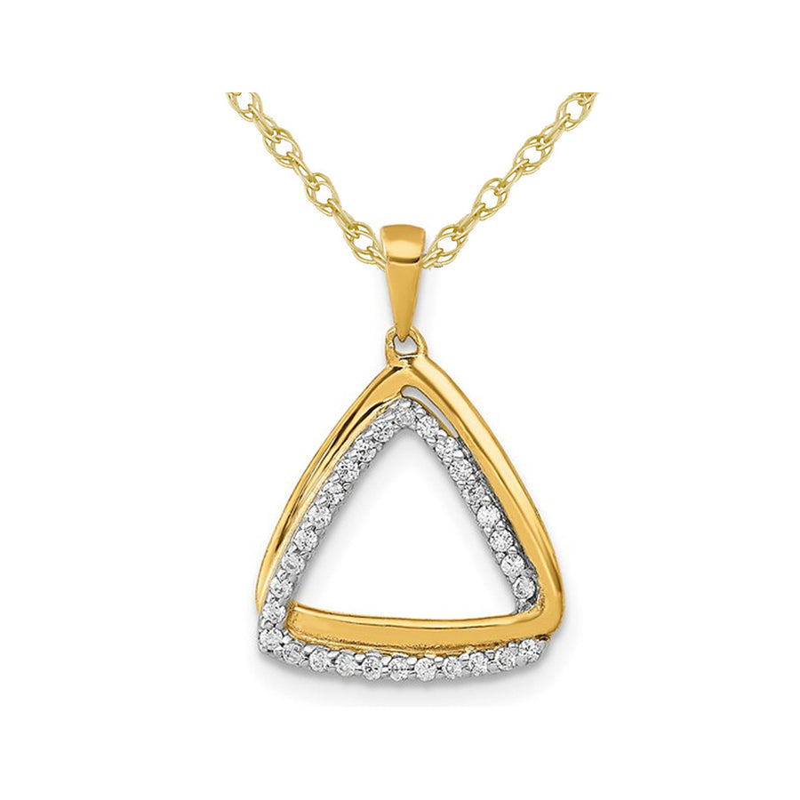 1/7 Carat (ctw) Diamond Double Triangle Pendant Necklace in 10K Yellow Gold with Chain Image 1