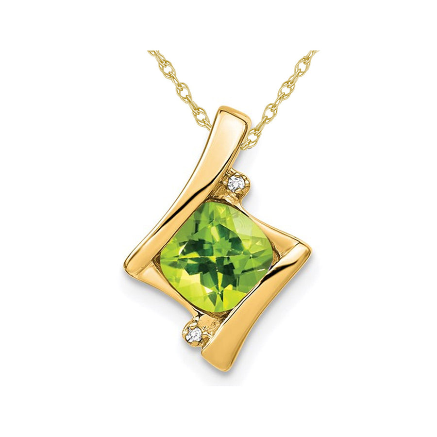 1.25 (ctw) Natural Cushion Cut Peridot Pendant Necklace in 10K Yellow Gold with Chain Image 1
