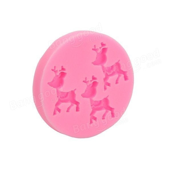 Christmas Deer Decorating Fondant Mold Silicone Cake Mould Animal Shape Baking Tools Image 2