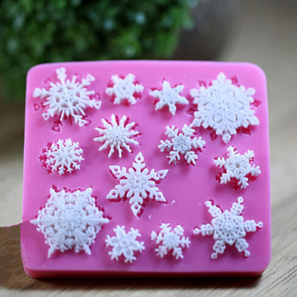 Christams Silicone Snowflakes Cake Mold Xmas Fondant Cake Decoration Mould Image 4