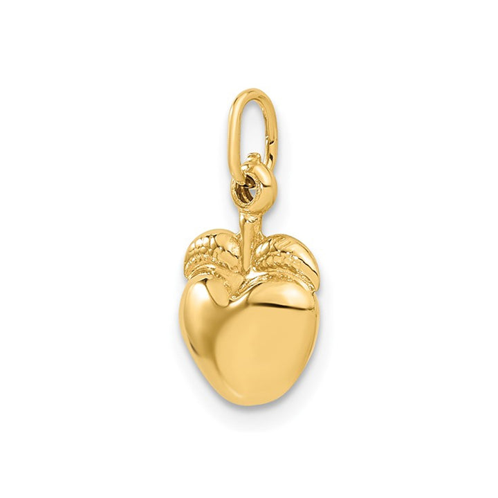 Golden Apple Charm Pendant Necklace in 14K Yellow Gold with Chain Image 3