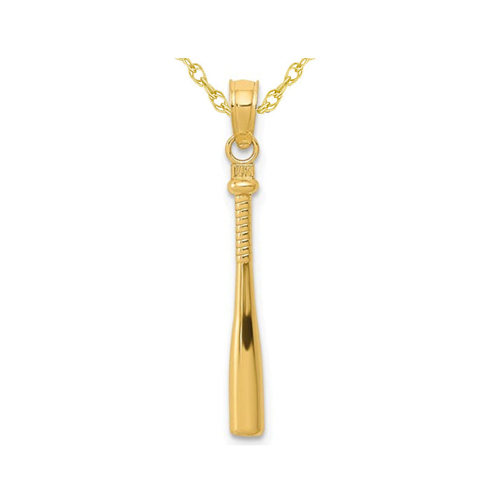 14K Yellow Gold Baseball Bat Pendant Necklace in with Chain Image 1