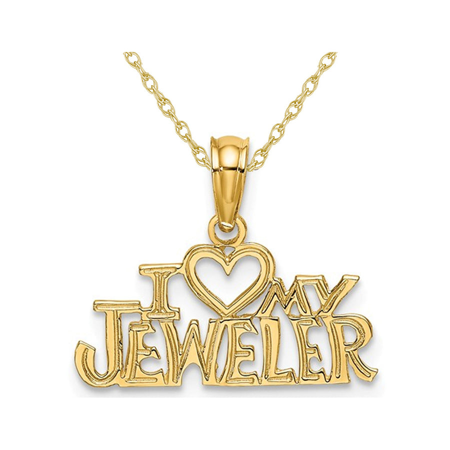 14K Yellow Gold - I Love My Jeweler - Pendant Necklace Charm with Chain Image 1