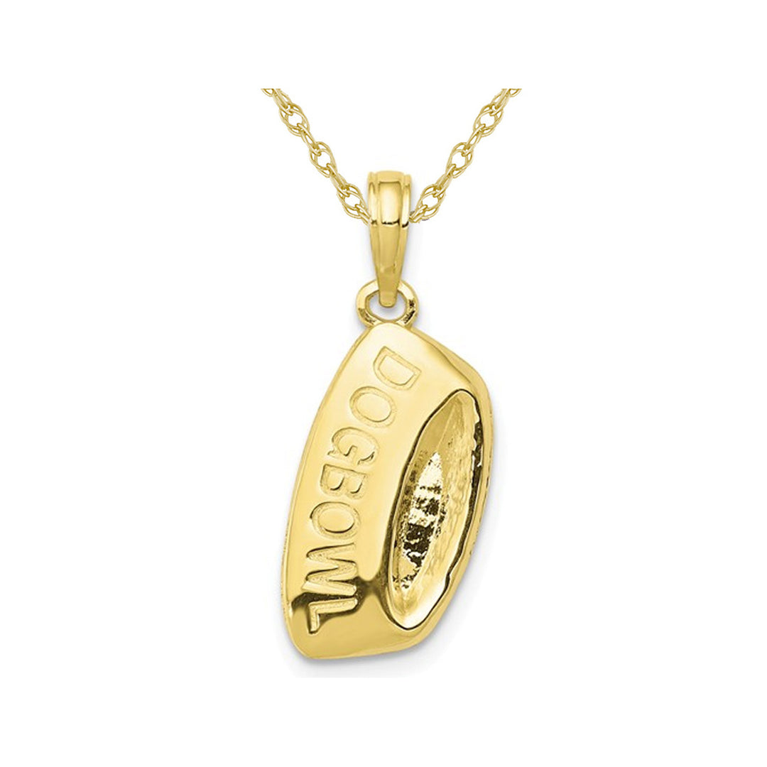 10K Yellow Gold Polished Dog Bowl Charm Pendant Necklace with Chain Image 1