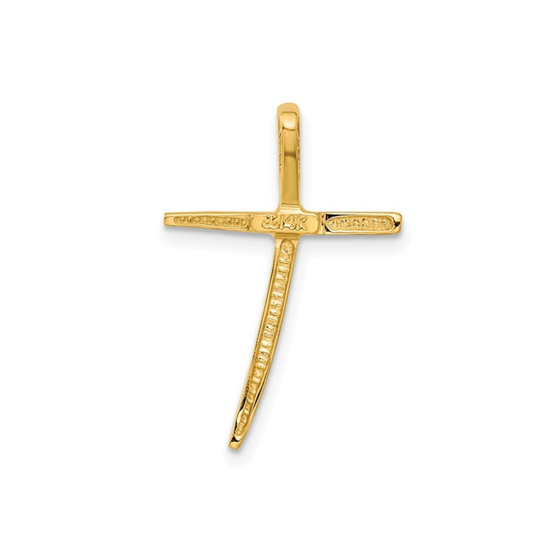 14K Yellow Gold Polished Cross Pendant Necklace in with Chain Image 3