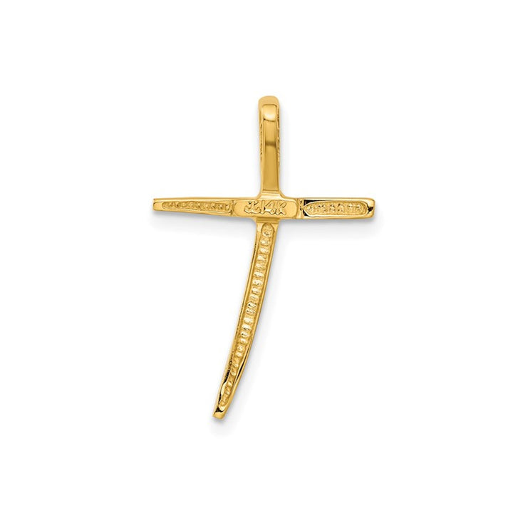 14K Yellow Gold Polished Cross Pendant Necklace in with Chain Image 3