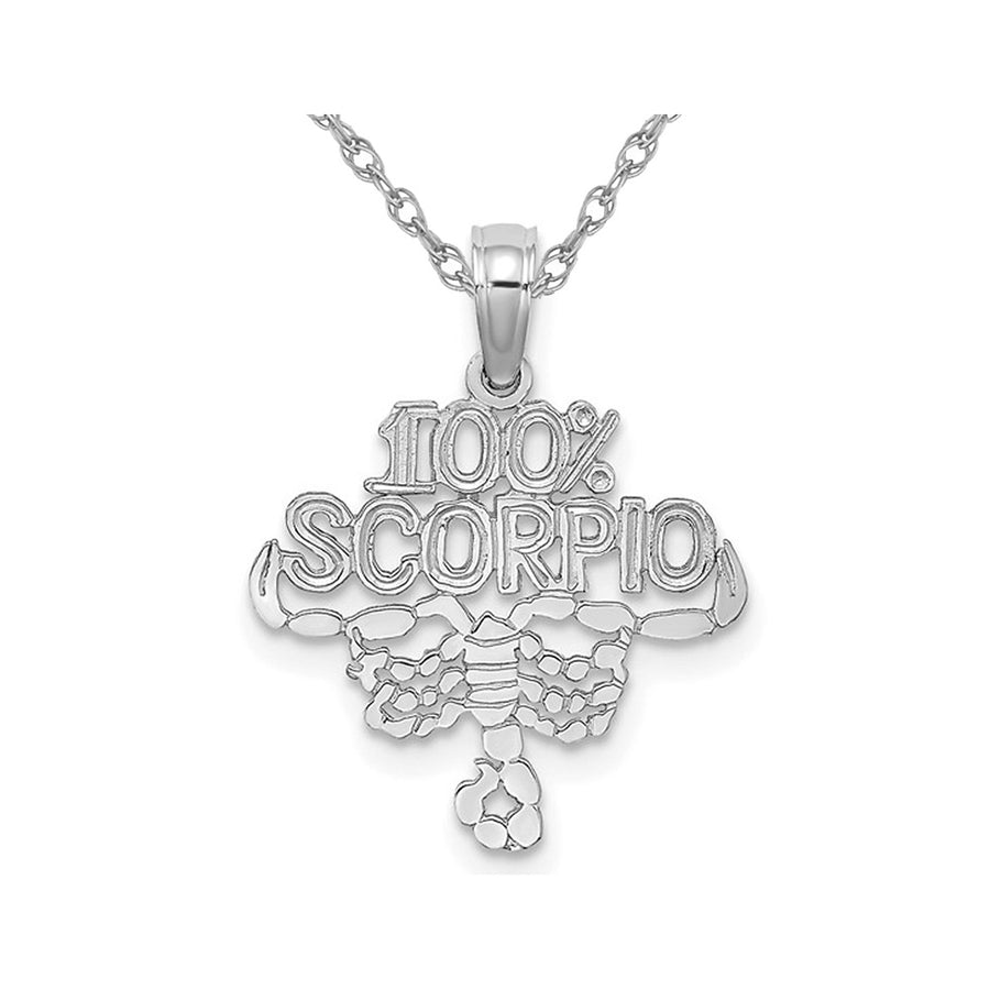 14K White Gold 100% SCORPIO Charm Zodiac Astrology Pendant Necklace with Chain Image 1