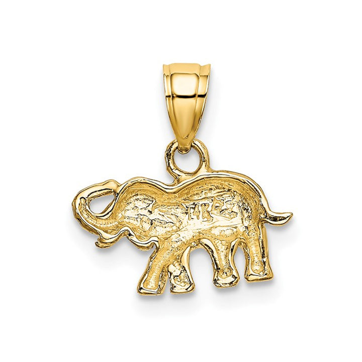 10K Yellow Gold Small Elephant Charm Pendant Necklace with Chain Image 3