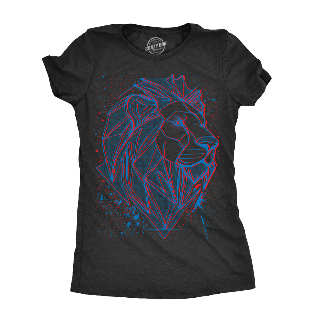 Womens 3D Lion T Shirt Funny Awesome Three Dimension Majestic Lions Tee For Ladies Image 4