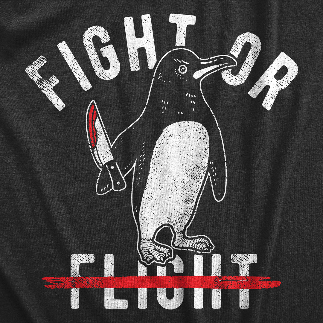 Womens Fight Or Flight T Shirt Funny Killer Penguin Funny Flying Joke Tee For Ladies Image 2