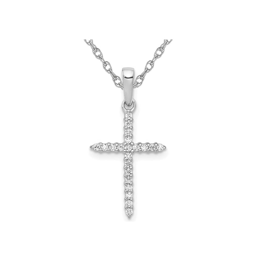 1/6 Carat (ctw) Diamond Cross Pendant Necklace in 10K White Gold with Chain Image 1