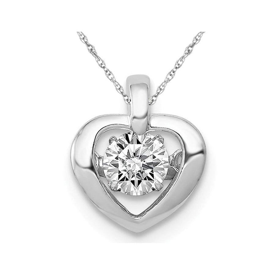 1/4 Carat (ctw) Diamond Heart Pendant Necklace in 14K White Gold with Chain Image 1
