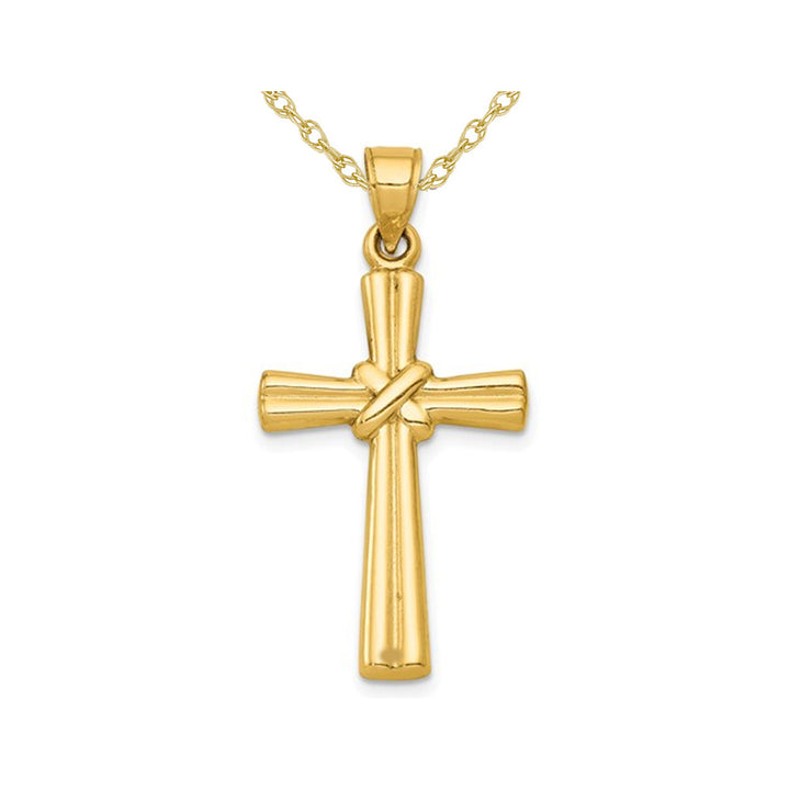 14K Yellow Gold Cross Pendant Necklace with Chain Image 1