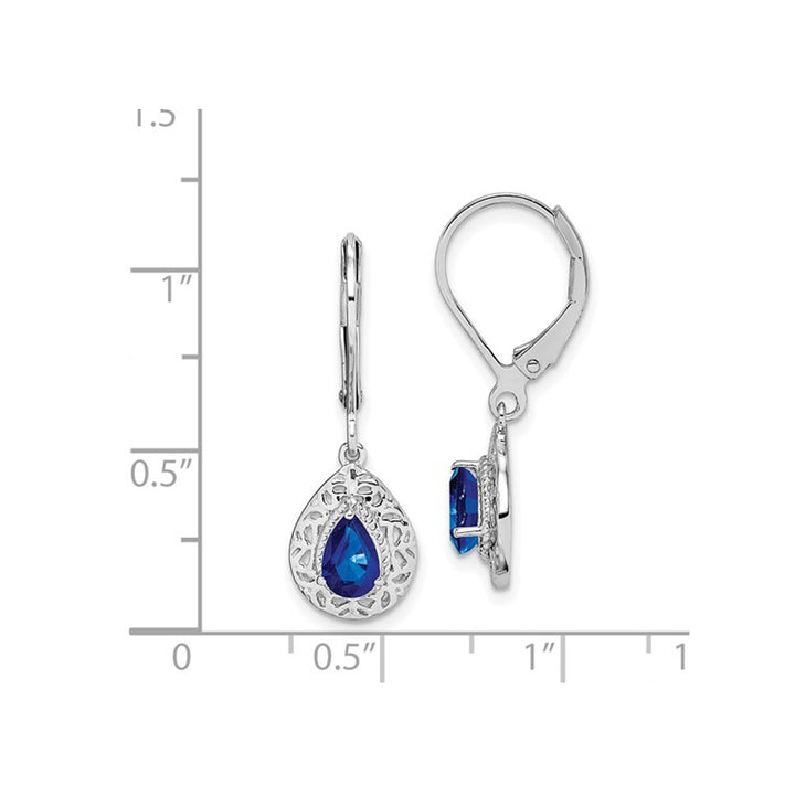 1.00 Carat (ctw) Natural Blue Sapphire Dangle Earrings in Sterling Silver Image 4