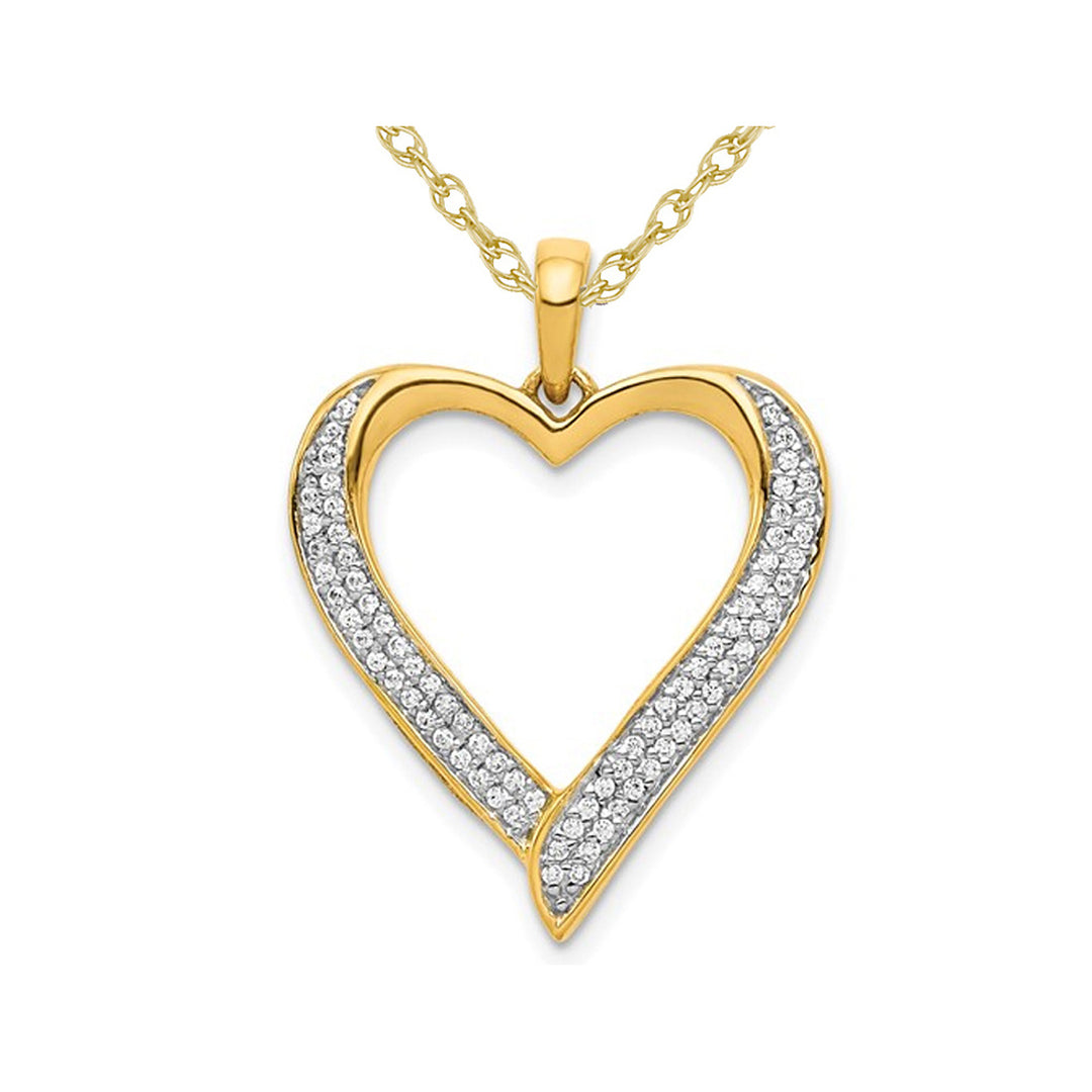 1/5 Carat (ctw) Diamond Heart Pendant Necklace in 14K Yellow Gold with Chain Image 1