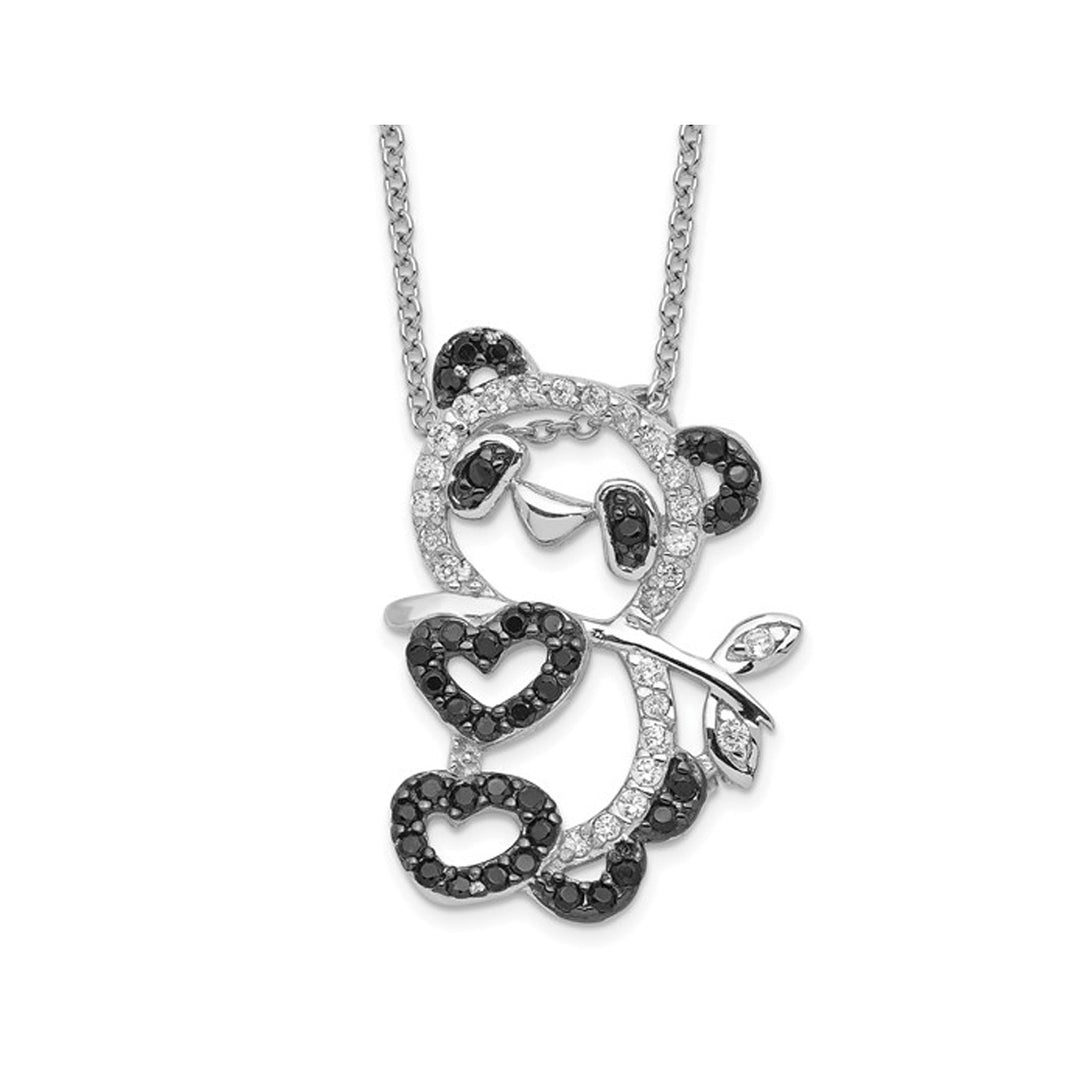 Synthetic Cubic Zirconia (CZ) (CZ) Panda Pendant Necklace in Sterling Silver with Chain Image 1