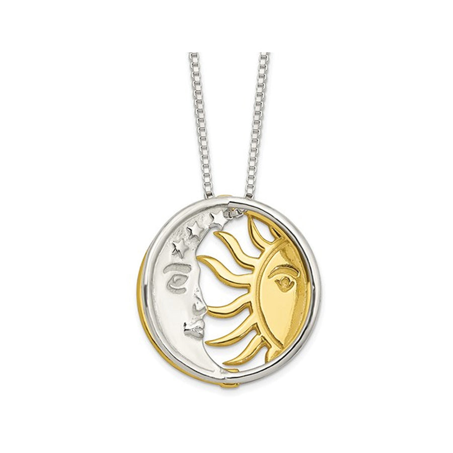 Sun and Moon Charm Necklace in Yellow Plated Sterling Silver Image 1