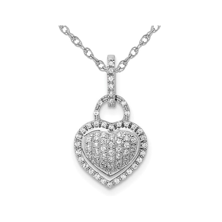 1/5 Carat (ctw) Diamond Heart Pendant Necklace in 14K White Gold with Chain Image 1