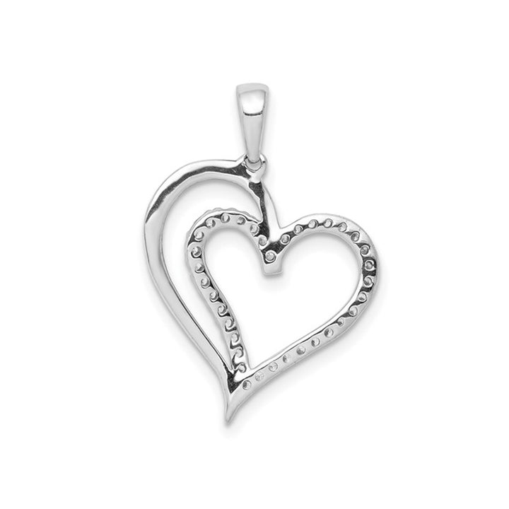 1/10 Carat (ctw) Diamond Heart Pendant Necklace in 14K White Gold with Chain Image 3