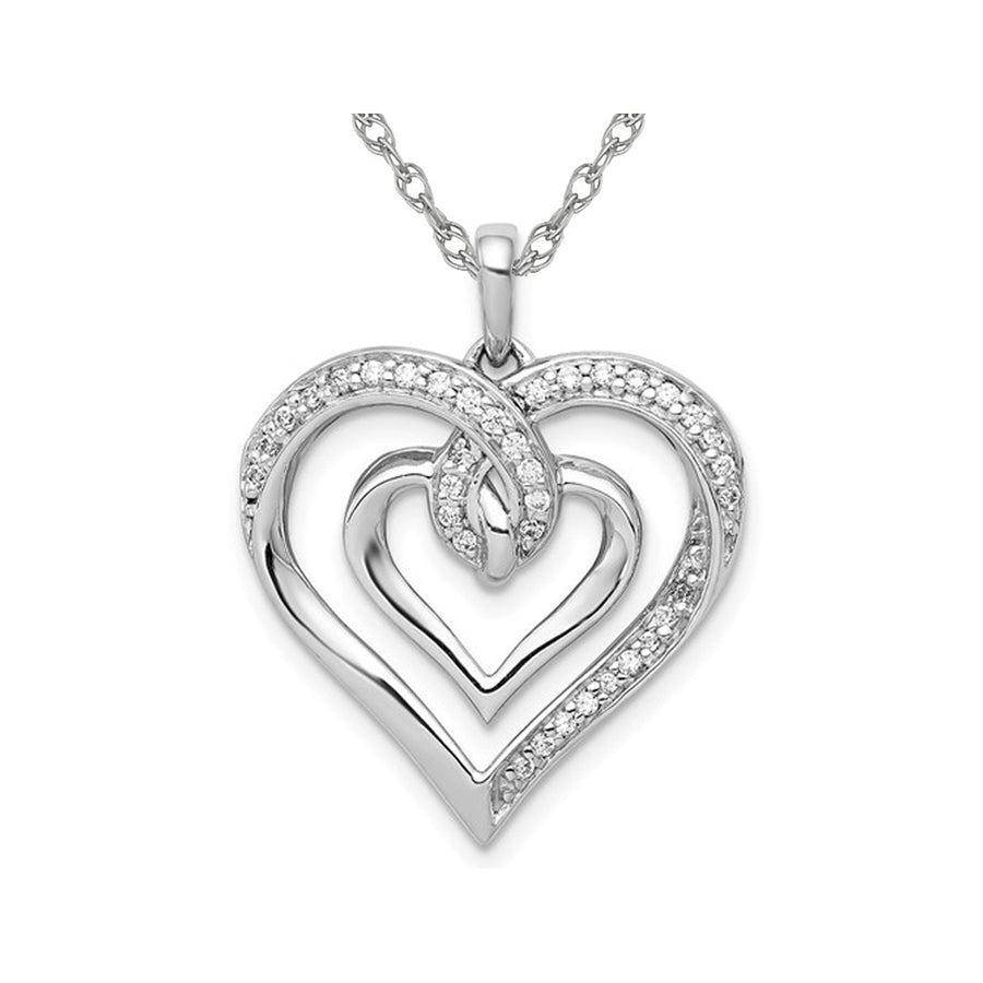 1/6 Carat (ctw) Diamond Heart Pendant Necklace in 14K White Gold with Chain Image 1