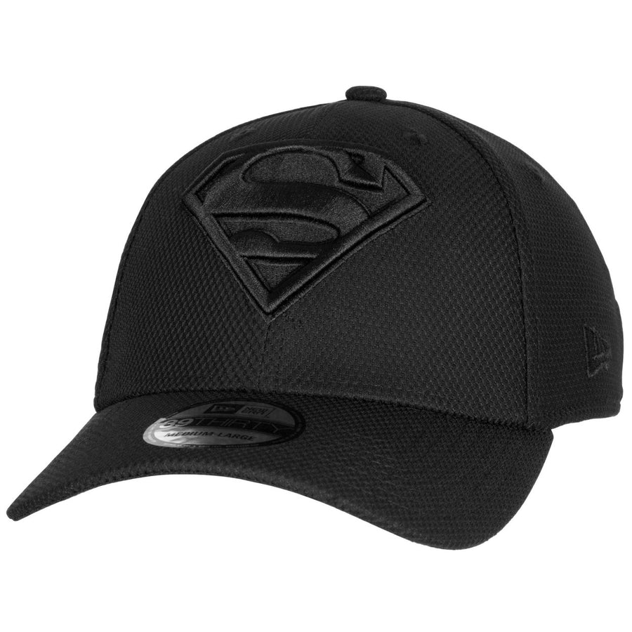 Superman Symbol Black on Black  Era 39Thirty Fitted Hat Image 1