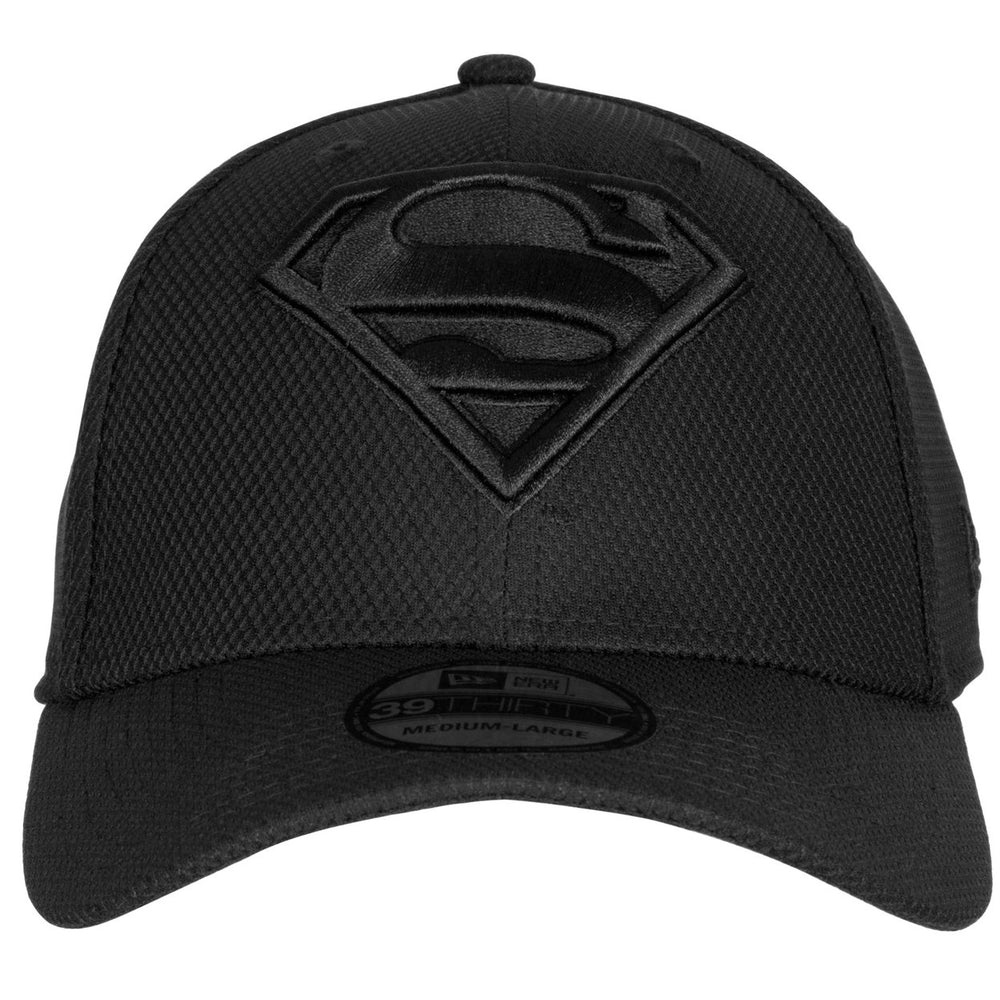 Superman Symbol Black on Black  Era 39Thirty Fitted Hat Image 2