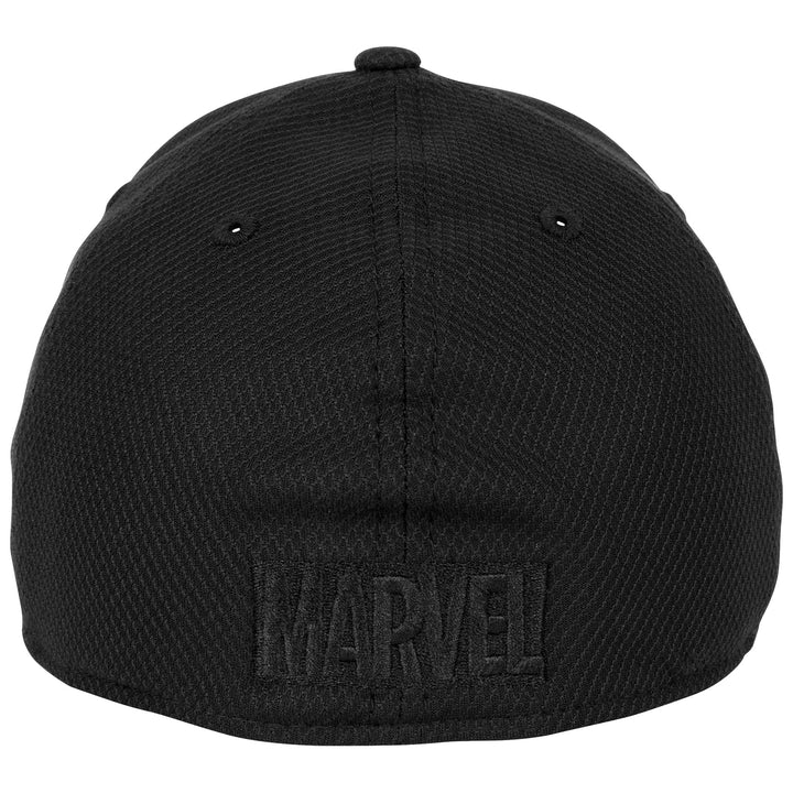 Black Panther Logo Black on Black Era 39Thirty Fitted Hat Image 4