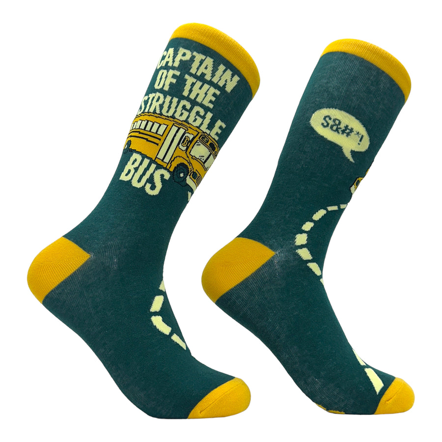 Womens Captain Of The Struggle Bus Socks Funny School Bus Struggling Joke Footwear Image 1