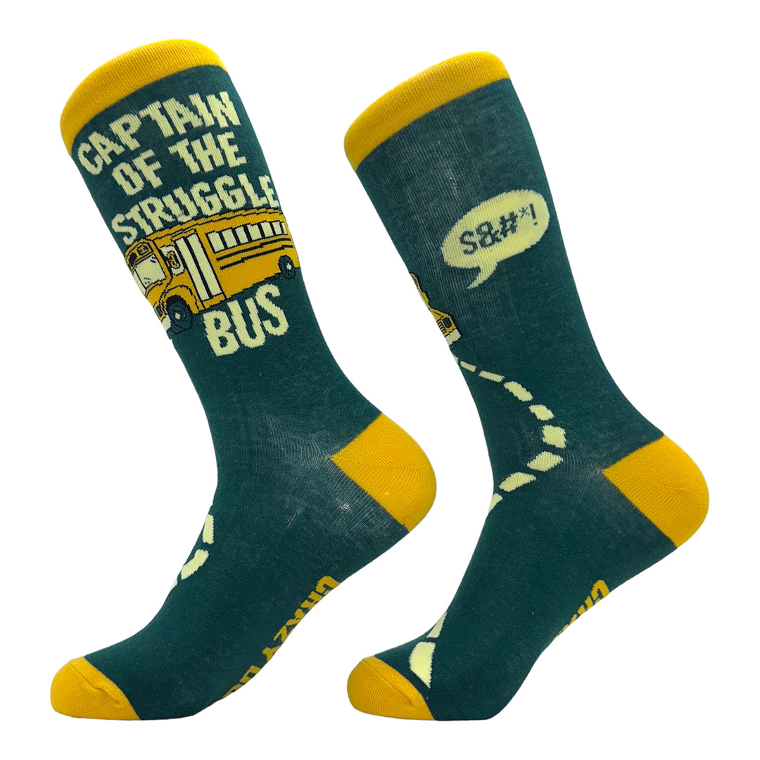 Womens Captain Of The Struggle Bus Socks Funny School Bus Struggling Joke Footwear Image 2