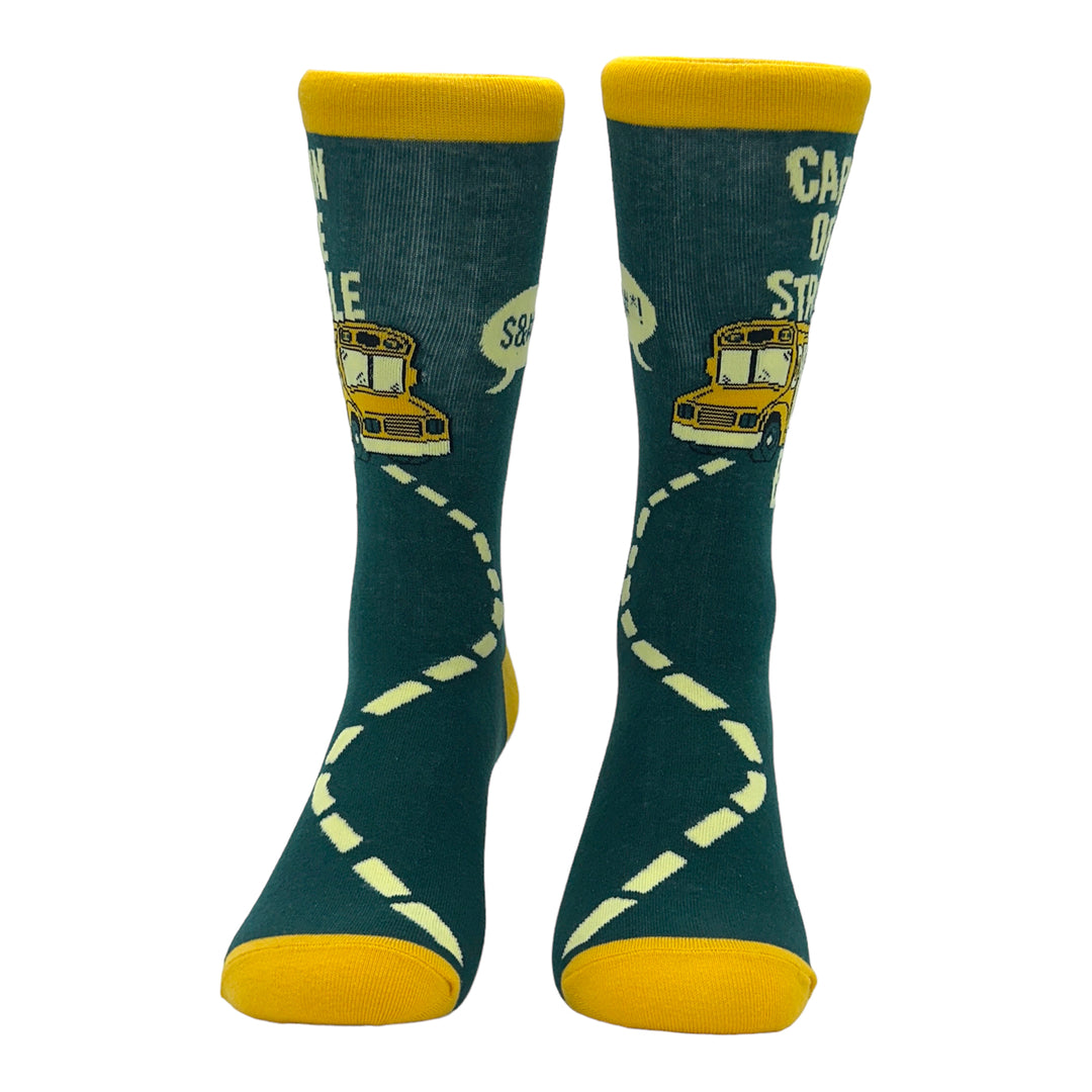 Womens Captain Of The Struggle Bus Socks Funny School Bus Struggling Joke Footwear Image 4