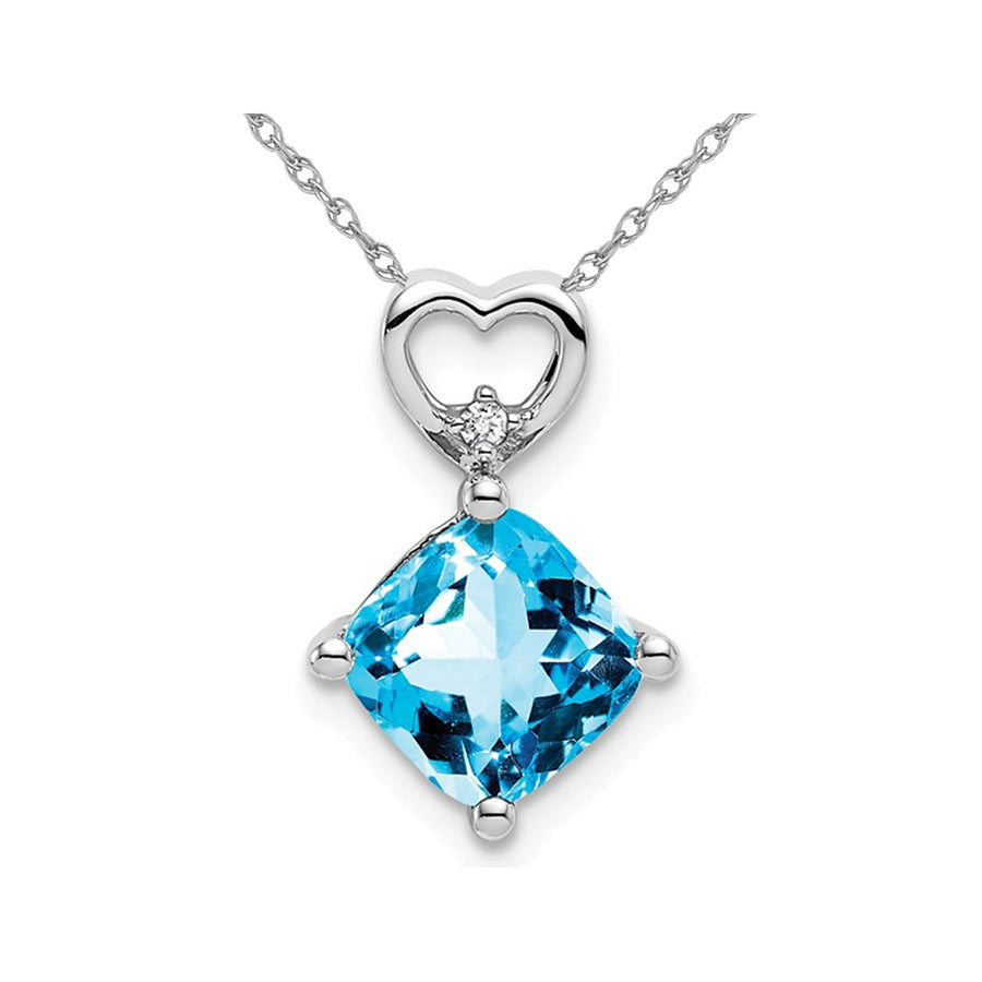 1.65 Carat (ctw) Blue Topaz Pendant Necklace in 14K White Gold with Chain Image 1