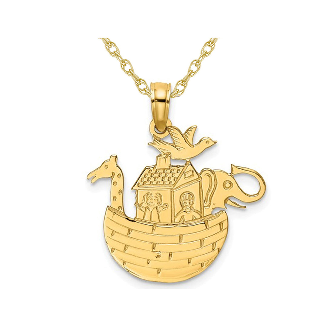 14K Yellow Gold Noahs Ark Charm Pendant Necklace with Chain Image 1