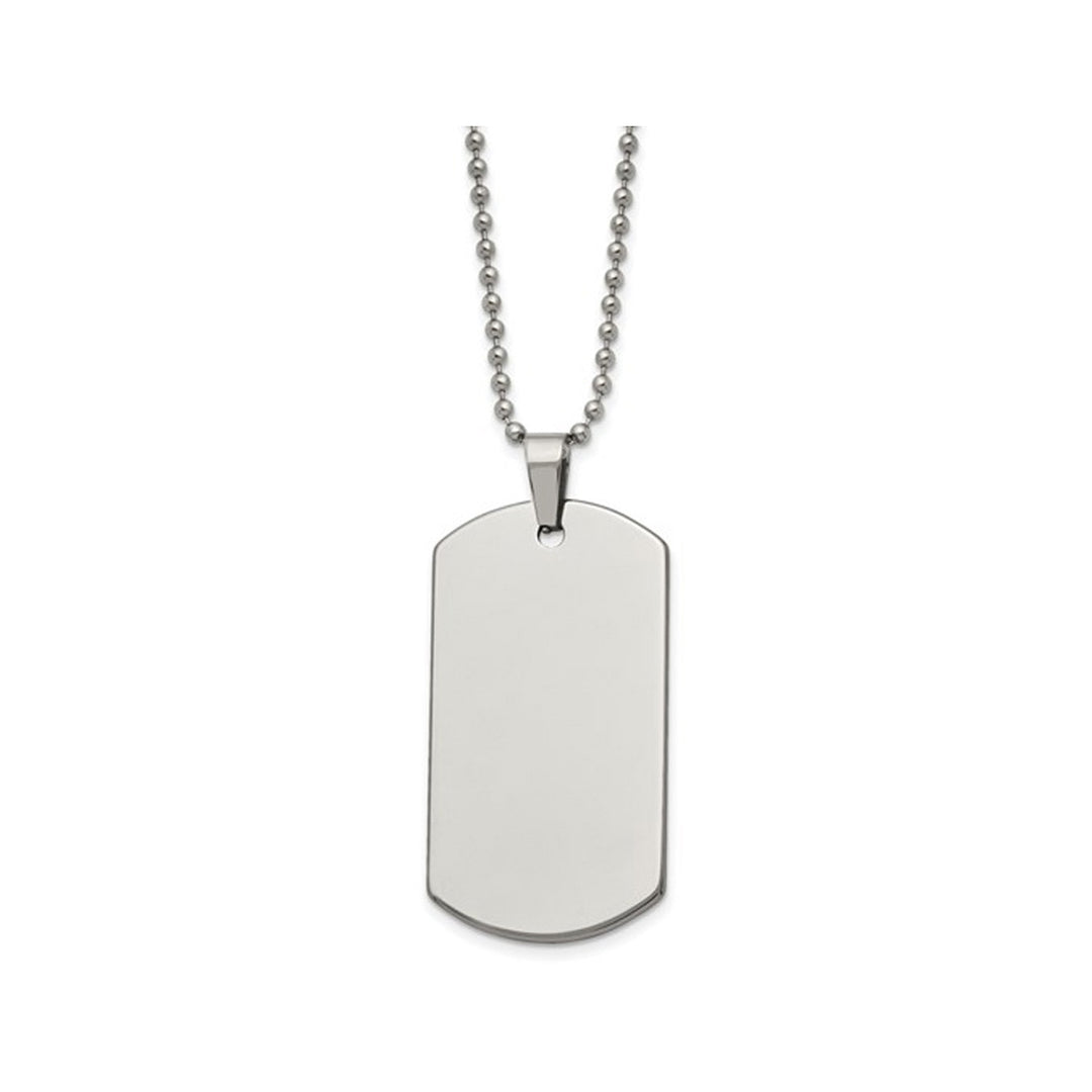 Mens Dog Tag Pendant Necklace in Tungsten with Chain Image 1