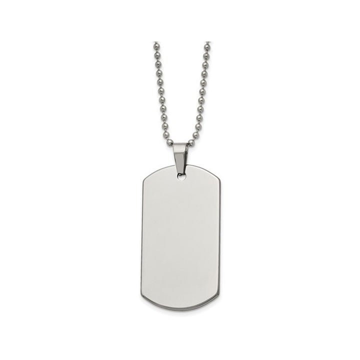 Mens Dog Tag Pendant Necklace in Tungsten with Chain Image 1