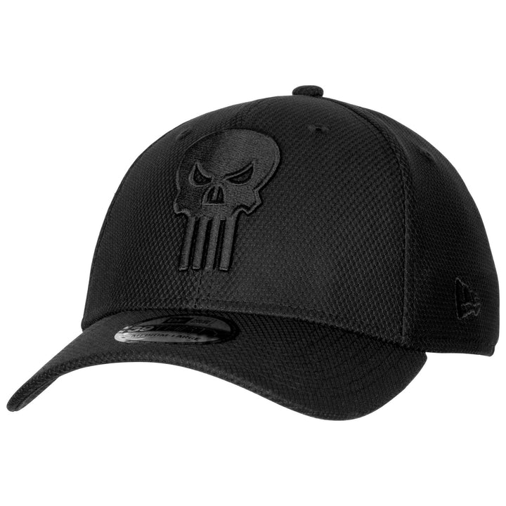 The Punisher Symbol Black on Black Era 39Thirty Fitted Hat Image 1