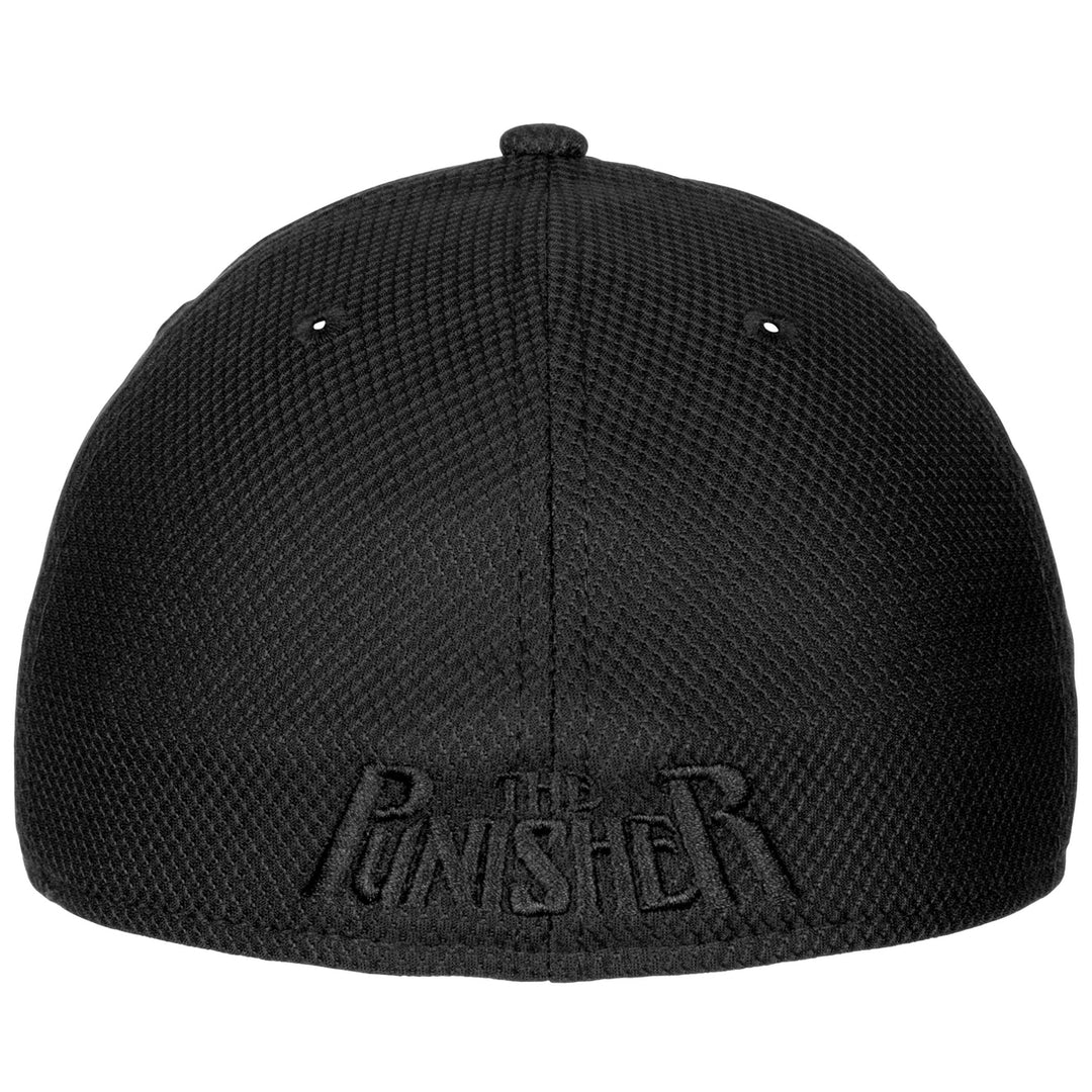 The Punisher Symbol Black on Black Era 39Thirty Fitted Hat Image 4