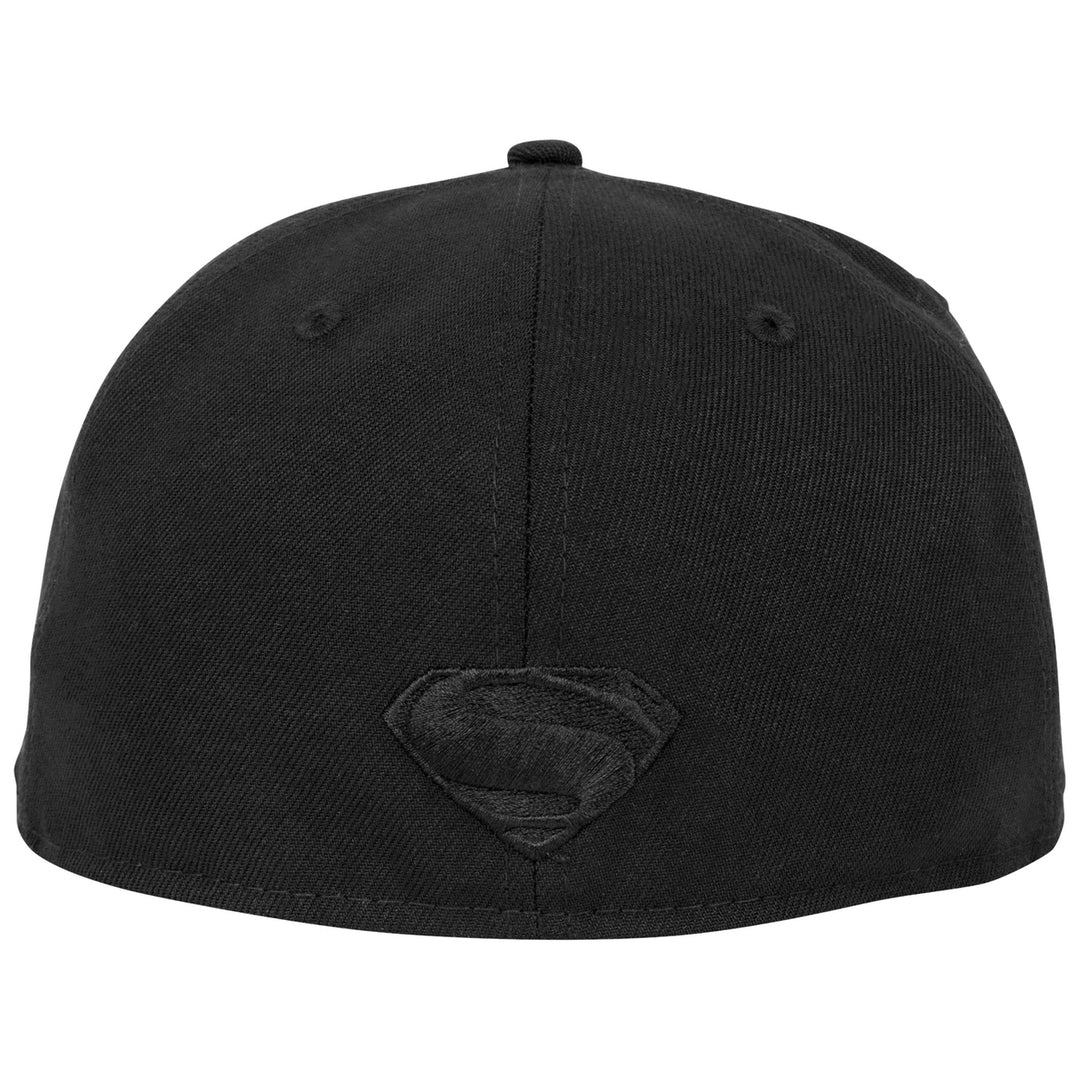 Superman Justice League Logo Black on Black Era 59Fifty Fitted Hat Image 4