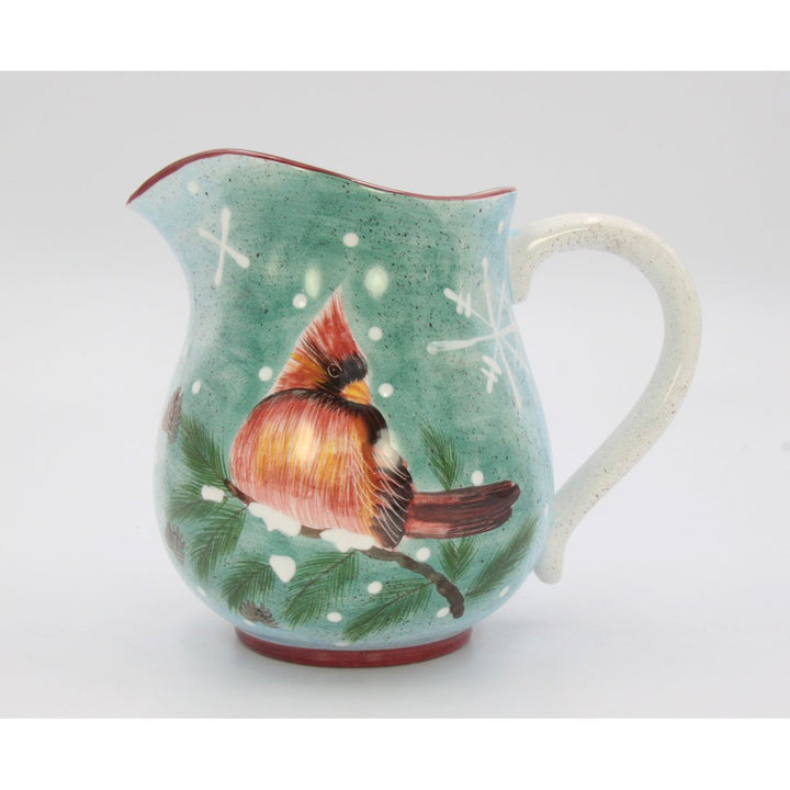 Ceramic Cardinal Bird Christmas Pitcher 7 inches 50 oz Image 3