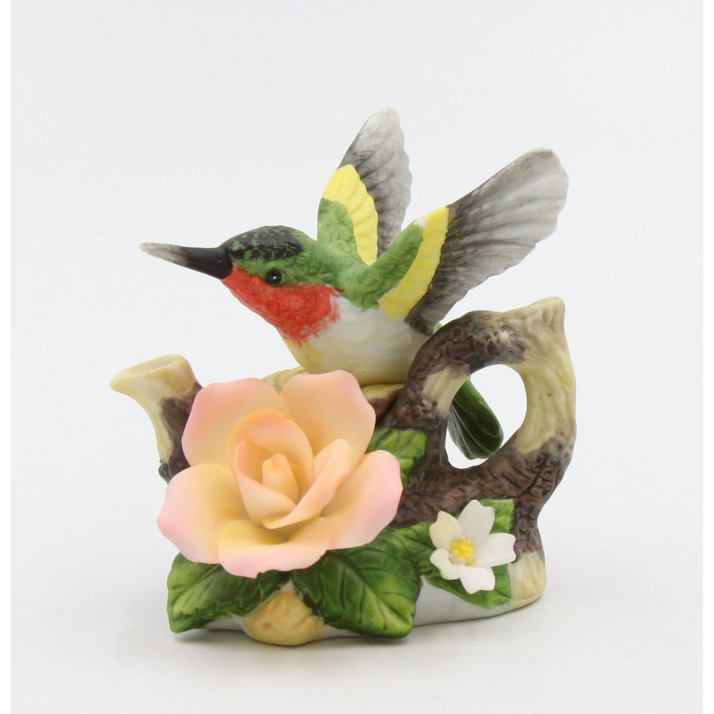 Ceramic Hummingbird with Rose Flower Teapot FigurineHome DcorMomKitchen Dcor, Image 2