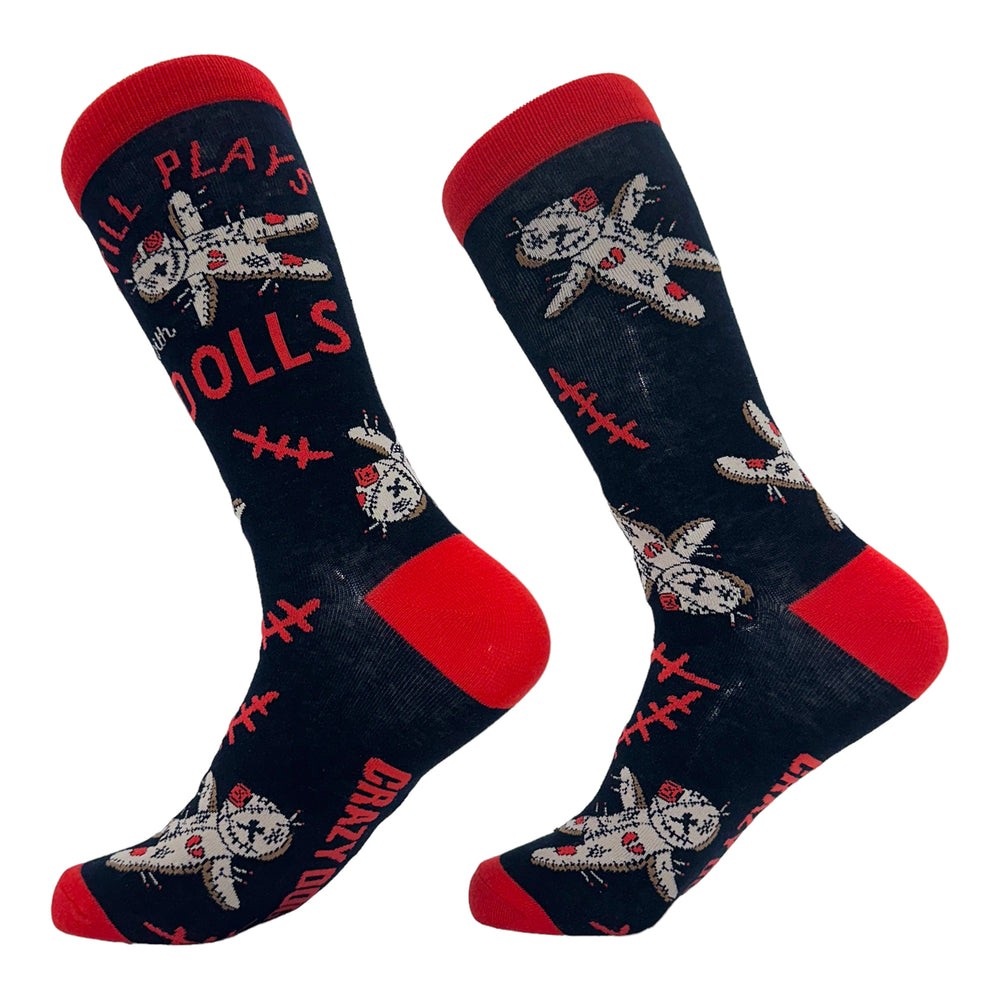 Womens Still Plays With Dolls Socks Funny Creepy Voodoo Curse Joke Footwear Image 2