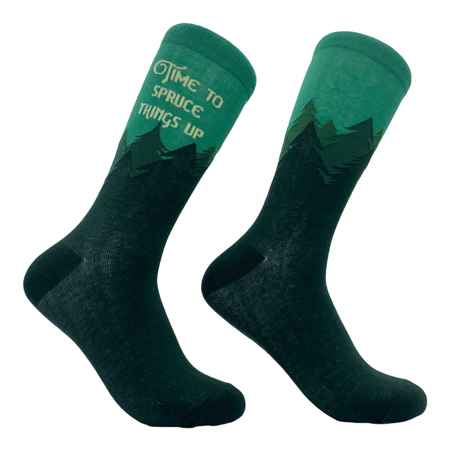Womens Time To Spruce Things Up Socks Funny Xmas Tree Joke Footwear Image 1