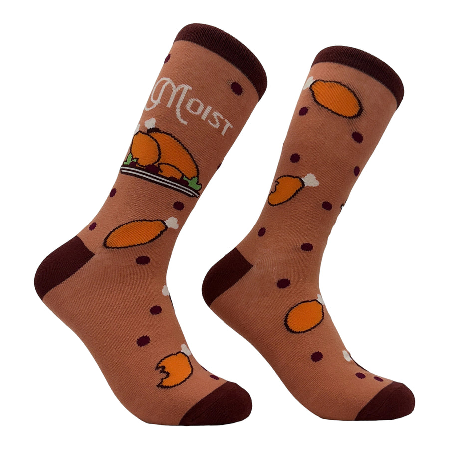 Womens Moist Socks Funny Thanksgiving Turkey Dinner Novelty Joke Footwear Image 1