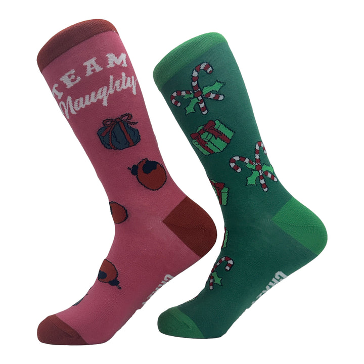 Womens Team Naughty Team Nice Socks Funny Xmas Party Santas List Joke Footwear Image 2