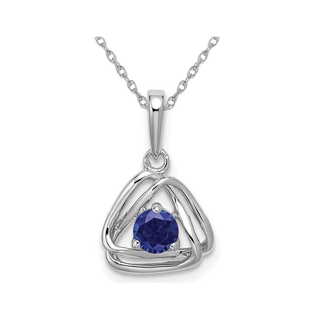 1/3 Carat (ctw) Lab-Created Blue Sapphire Geometric Pendant Necklace in 14K White Gold with Chain Image 1