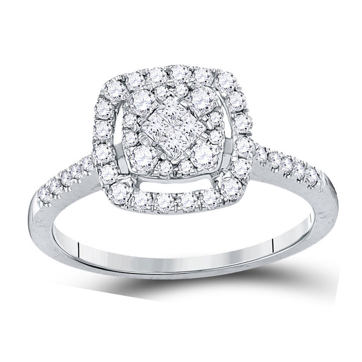 1/2 Carat (ctw H-II1-I2) Princess Cut Diamond Engagement Ring in 14K White Gold Image 4