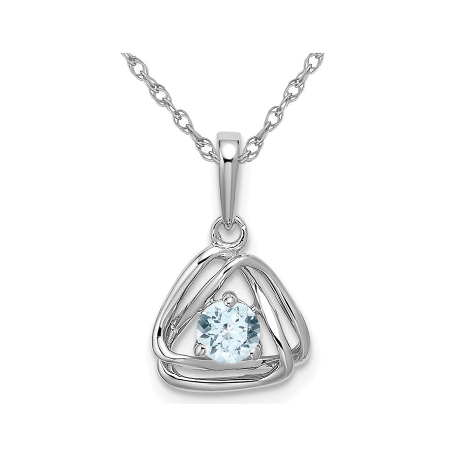 1/4 Carat (ctw) Natural Aquamarine Dangle Pendant Necklace in 14K White Gold with Chain Image 1