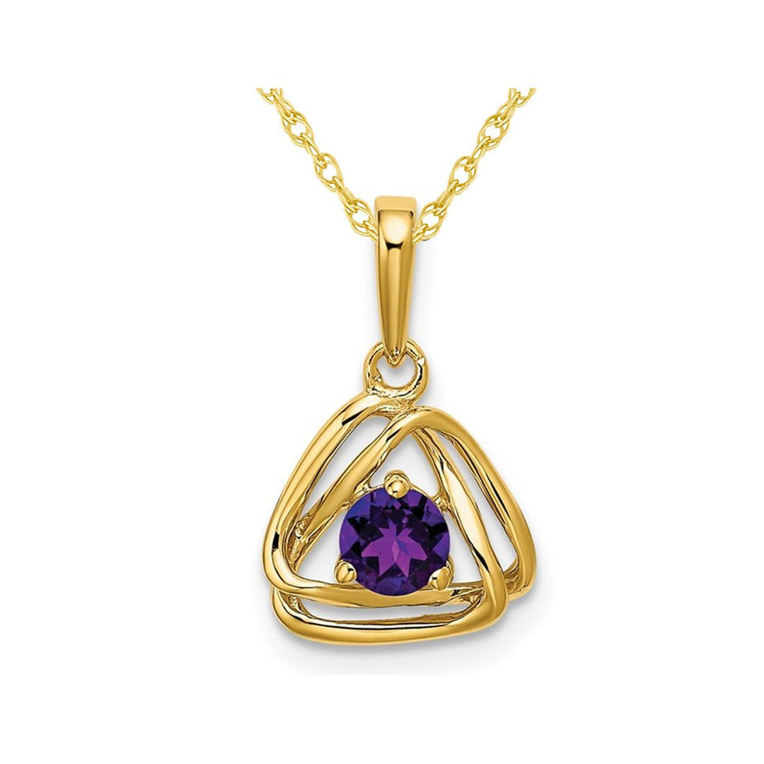 1/5 Carat (ctw) Natural Amethyst Pendant Necklace in 14K Yellow Gold with Chain Image 1