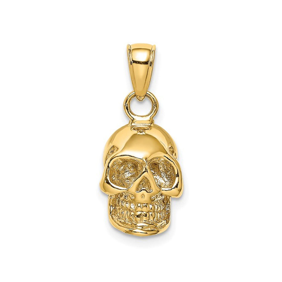 14K Yellow Gold Polished Skull Charm Pendant Necklace (NO CHAIN) Image 1