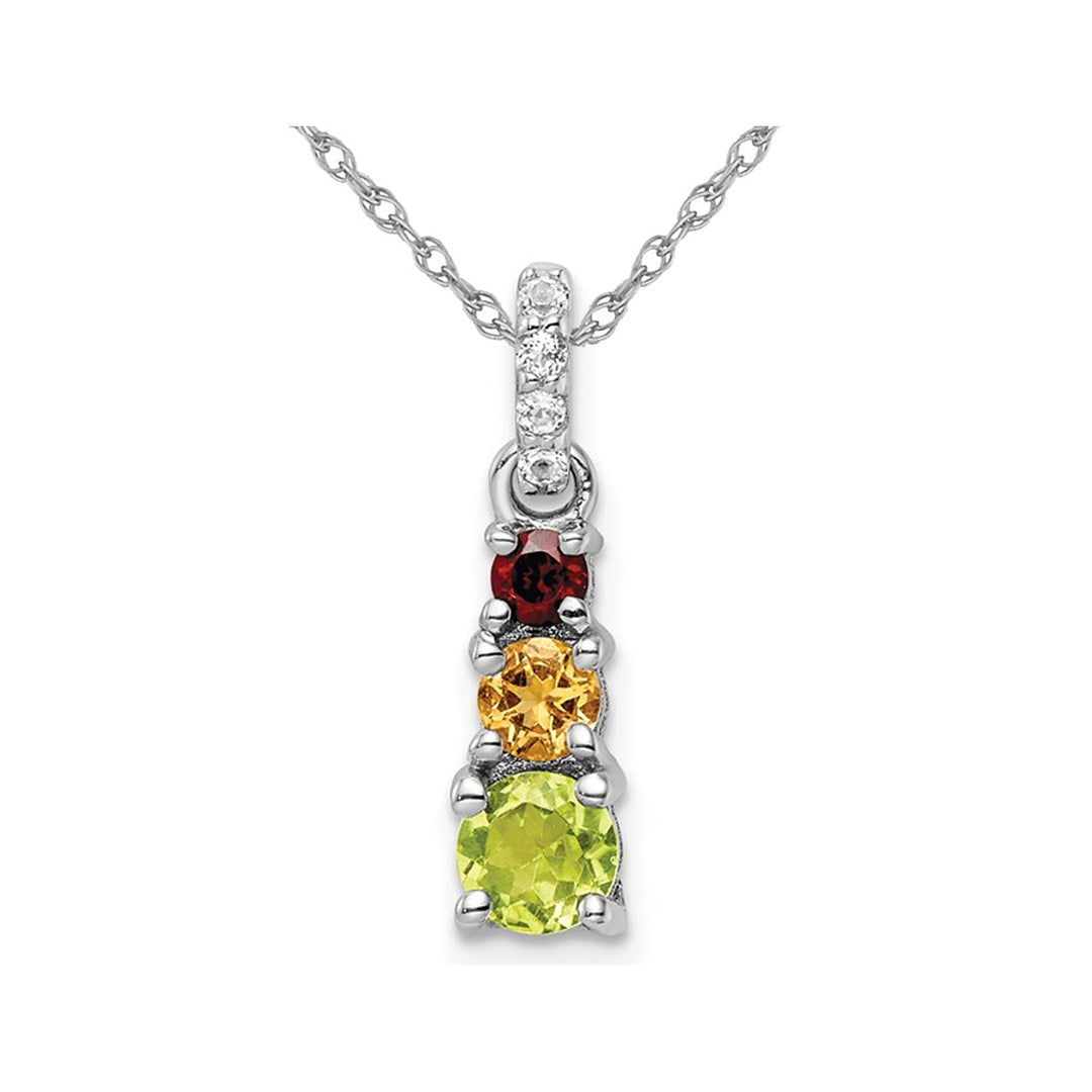 9/10 Carat (ctw) GarnetPeridot and Citrine Pendant Necklace in Sterling Silver with Chain Image 1